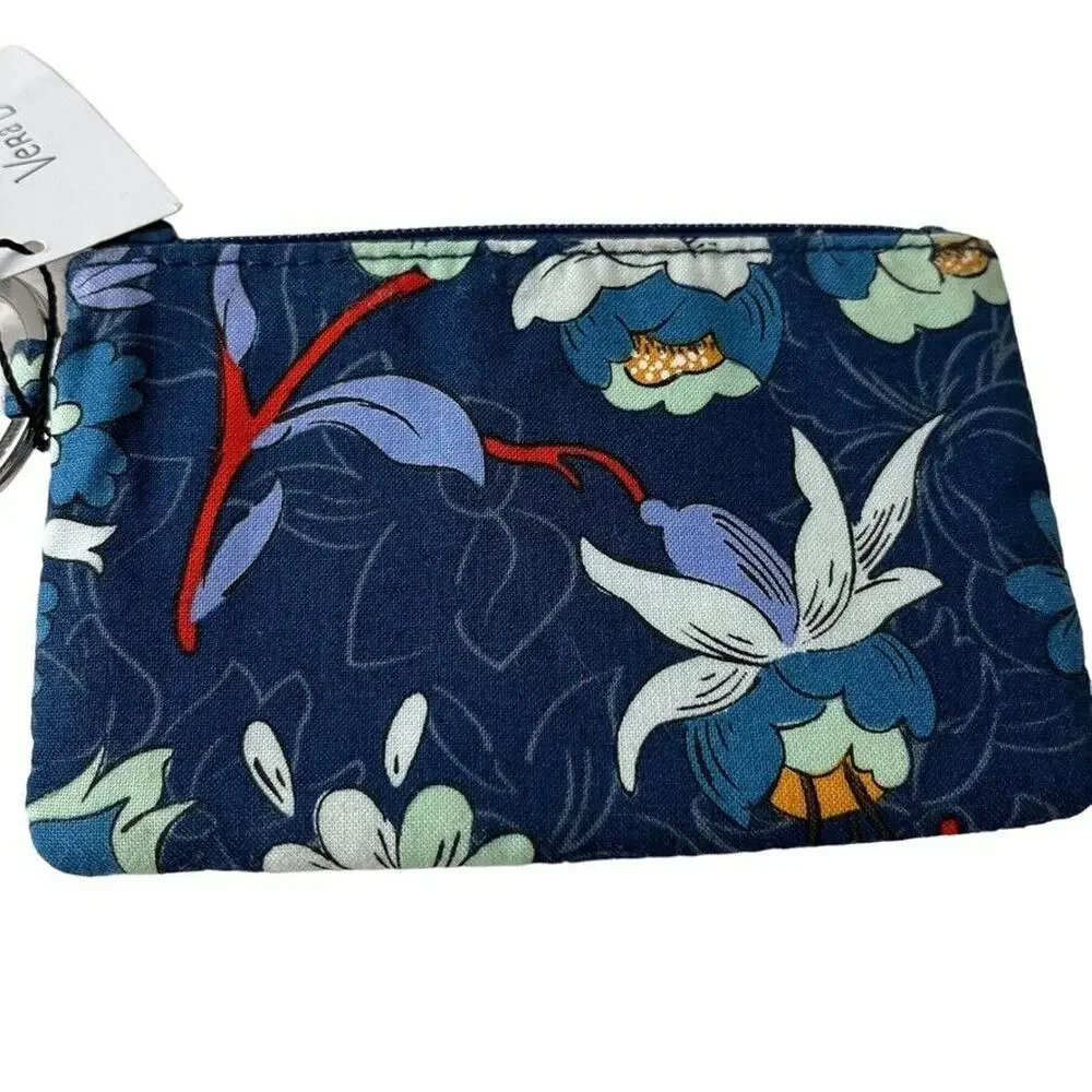 Vera Bradley Floral Bursts ID Holder Lanyard Zip Case Coin Purse Small Pouch